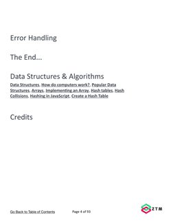 Error Handling
The End...
Data Structures & Algorithms
Data Structures, How do computers work?, Popular Data
Structures, Arr