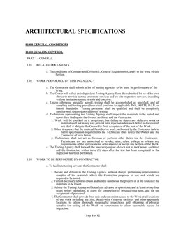 Page 1 of 12 
 
 
 
ARCHITECTURAL SPECIFICATIONS 
 
 
01000 GENERAL CONDITIONS 
 
01400 QUALITY CONTROL 
 
PART 1 - GENERAL