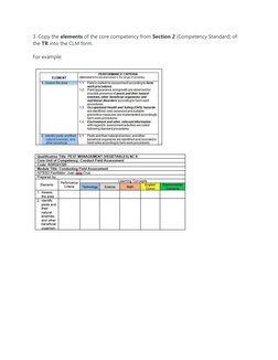 3. Copy the elements of the core competency from Section 2 (Competency Standard) of 
the TR into the CLM form.
For example:
