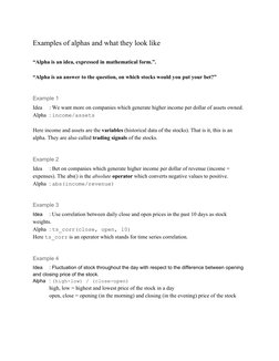 WorldQuant Alpha Creation Guide | PDF | Hedge Fund | Stocks