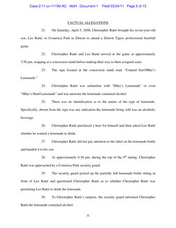 -5- 
FACTUAL ALLEGATIONS 
21. 
On Saturday, April 5, 2008, Christopher Ratté brought his seven-year-old 
son, Leo Ratté, to