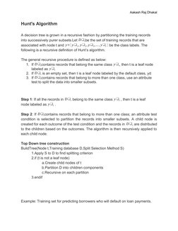 Hunt's Algorithm for Decision Trees | PDF | Computer Data ...