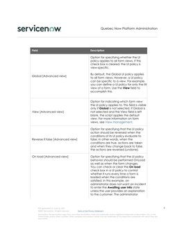 Field
Description
Global [Advanced view]
Option for specifying whether the UI
policy applies to all form views. If this
check