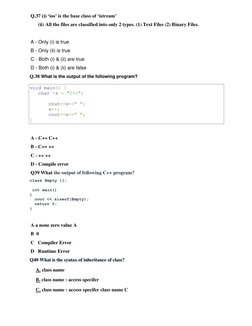 C++ OOP MCQs with Answers | PDF | Class (Computer Programming) | C++