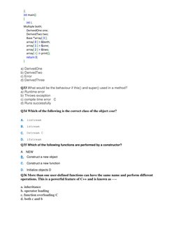 C++ OOP MCQs with Answers | PDF | Class (Computer Programming) | C++