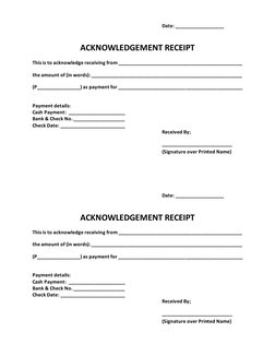 Date: __________________ 
 
ACKNOWLEDGEMENT RECEIPT 
This is to acknowledge receiving from __________________________________