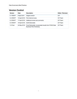 Data Governance Best Practices 
 
 
i 
 
Version Control 
Version 
Date 
Description 
Editor / Reviewer 
0.1 DRAFT 
8 April 2
