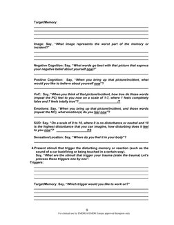 9 
                                                   For clinical use by EMDRIA/EMDR Europe approved therapists only  
Tar