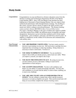 MCI Course 0861A 
v 
 
Study Guide 
  
Congratulations 
Congratulations on your enrollment in a distance education course fro