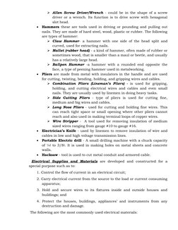 Electrical Tools and Materials Lesson Plan | PDF | Hammer | Electrical ...