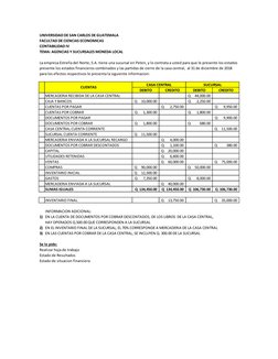 UNIVERSIDAD DE SAN CARLOS DE GUATEMALA
FACULTAD DE CIENCIAS ECONOMICAS
CONTABILIDAD IV
TEMA: AGENCIAS Y SUCURSALES MONEDA L