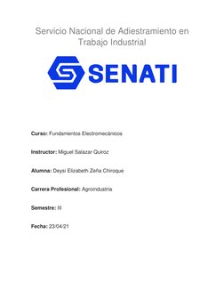 Servicio Nacional de Adiestramiento en 
Trabajo Industrial 
 
 
 
 
Curso: Fundamentos Electromecánicos    
 
Instructor: Mig