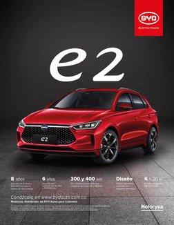 Motorysa, distribuidor de BYD Autos para Colombia
Conózcalo en www.bydauto.com.co
*El consumo de la batería depende de factor