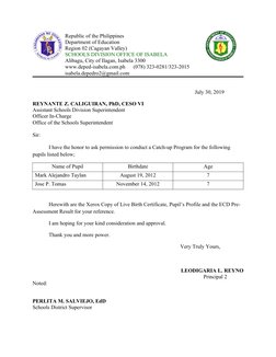 Republic of the Philippines
Department of Education
Region 02 (Cagayan Valley)
SCHOOLS DIVISION OFFICE OF ISABELA
Alibagu, Ci