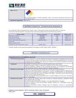 GERENCIA  PLANTA CEMENTO -  DEPTO. ASESORIA TECNICA - PREV. DE RIESGOS