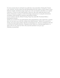 Literacy Culmination Program Script | PDF | Literacy | Communication