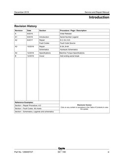 December 2019 
Service and Repair Manual 
 
Introduction 
 
 
Part No. 1268497GT 
SX™-180 
iii 
 
 
Revision History 
Revisio