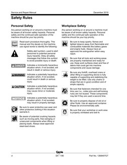 Service and Repair Manual 
December 2019 
Safety Rules 
 
 
vi 
SX™-180 
Part No. 1268497GT 
 
 
Personal Safety 
Any person