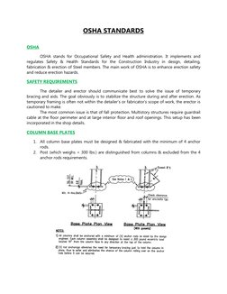 OSHA STANDARDS 
 
OSHA  
OSHA stands for Occupational Safety and Health administration. It implements and 
regulates Safety &