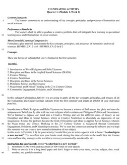 Grade 12 HUMSS Culminating Activity Guide | PDF | Learning | Résumé