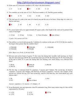 Civil Service Exam Math Problems | PDF | Equations | Prices