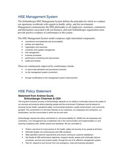Schlumberger HSE Management System Overview | PDF | Safety | Risk ...