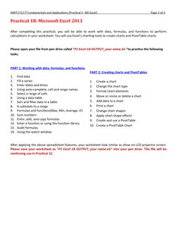 MS Excel Practical Exercises Guide | PDF | Microsoft Excel | Spreadsheet