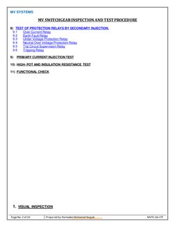 MV Switchgear Testing Procedures | PDF | Relay | Transformer