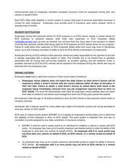 ECS Driving Policy_2019 
Page 2 of 8 
Updated: 08/01/2019 
 
 
reimbursement paid to employees considers increased insurance
