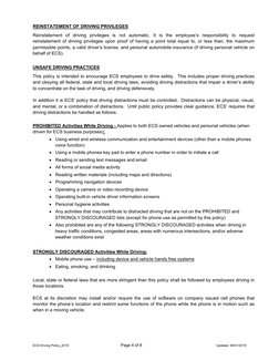 ECS Driving Policy_2019 
Page 4 of 8 
Updated: 08/01/2019 
 
 
REINSTATEMENT OF DRIVING PRIVILEGES 
Reinstatement of driving