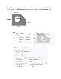 10        Referring to the Figure, determine the coordinates xc and yc of the center of a 100mm diameter, 
circular hole cut