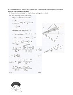 18     Determine the centroid of the Circular Sector by integration method.
20   Locate the centroid C of the shaded sector o
