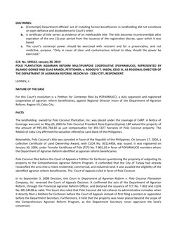 DOCTRINES:
a.
(Contempt) Department officials' act of installing farmer-beneficiaries in landholding did not constitute
an op