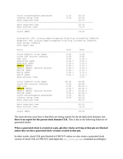 clock reconvergence pessimism            1.10      22.10
  library setup time                       0.00      22.10
  data