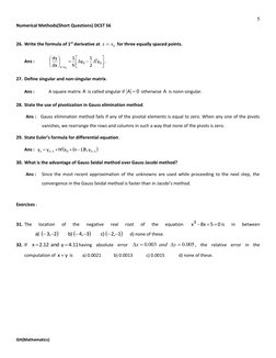 5 
Numerical Methods(Short Questions) DCST S6 
GH(Mathematics) 
 
26. Write the formula of 1st derivative at 
0x
x 
 for thr