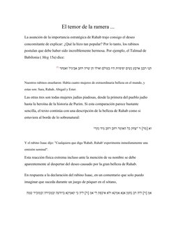 El temor de la ramera ...
La asunción de la importancia estratégica de Rahab trajo consigo el deseo 
concomitante de explicar