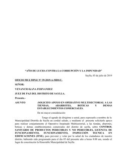 “AÑO DE LUCHA CONTRA LA CORRUPCIÓN Y LA IMPUNIDAD”
                             Saylla, 03 de julio de 2019
OFICIO MULTIPLE N