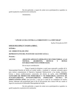 Sin otro particular, y seguro de contar con su participación se agradece su
gentil aceptación en petición de la institución.