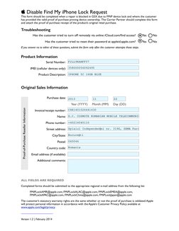  Disable Find My iPhone Lock Request	

This form should be completed when a repair is blocked in GSX due to FMiP device loc