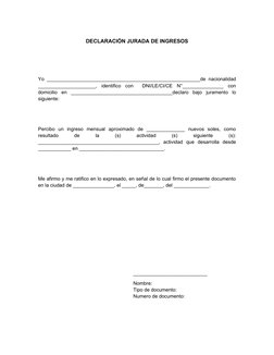 Declaración Jurada de Ingresos y Egresos | PDF | Economias