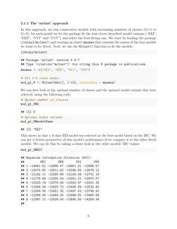 5.1.1 The ‘mclust’ approach
In this approach, we run consecutive models with increasing numbers of classes (G=1 to
G=9), for