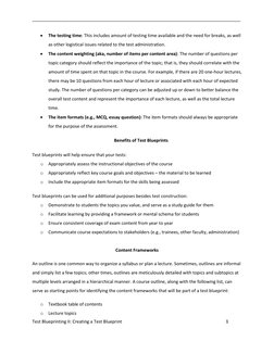 _____________________________________________________________________________________ 
Test Blueprinting II: Creating a Test