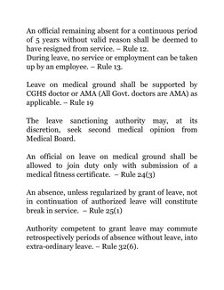 An official remaining absent for a continuous period
of 5 years without valid reason shall be deemed to
have resigned from se