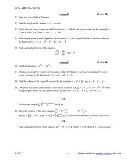 1CSc. MTH 104-2066 ✡ 
IOST, TU 
 
 
 
 
 
4 
Downloaded from: 
  
 
Group B 
 
 
 
(5 x 4 = 20) 
11. State and prove Rolle’s