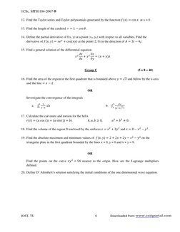 1CSc. MTH 104-2067 ✡ 
IOST, TU 
 
 
 
 
 
6 
Downloaded from: 
  
 
12. Find the Taylor series and Taylor polynomials generat