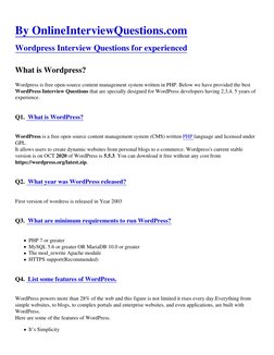 By OnlineInterviewQuestions.com (https://www.onlineinterviewquestions.com/)
Wordpress Interview Questions for experienced (ht