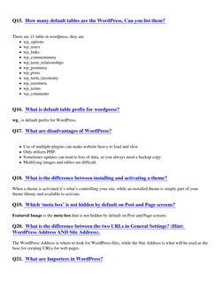 Q15.  How many default tables are the WordPress, Can you list them? (https://www.onlineinterviewquestions.com/how-many-defaul