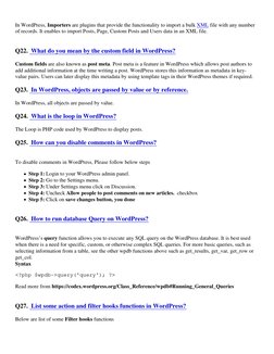 In WordPress, Importers are plugins that provide the functionality to import a bulk XML (https://www.onlineinterviewquestions