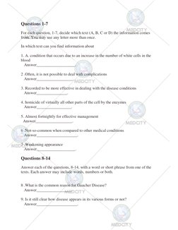 Questions 1-7 
For each question, 1-7, decide which text (A, B, C or D) the information comes 
from. You may use any letter m