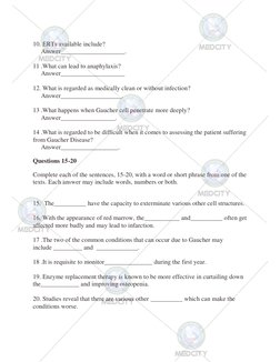 10. ERTs available include? 
     Answer____________________. 
 
11 .What can lead to anaphylaxis? 
     Answer____________
